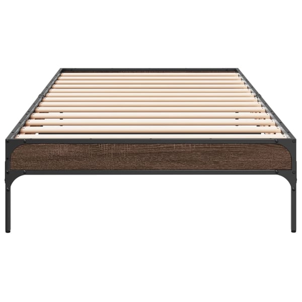 vidaXL Sengeramme brun eik 75x190 cm konstruert tre og metall