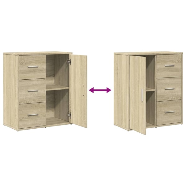 vidaXL Skjenker 2 sonoma eik 60x31x70 cm konstruert tre