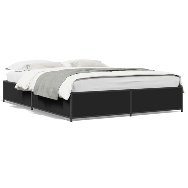 vidaXL sengestel 150x200 cm konstrueret træ og metal sort
