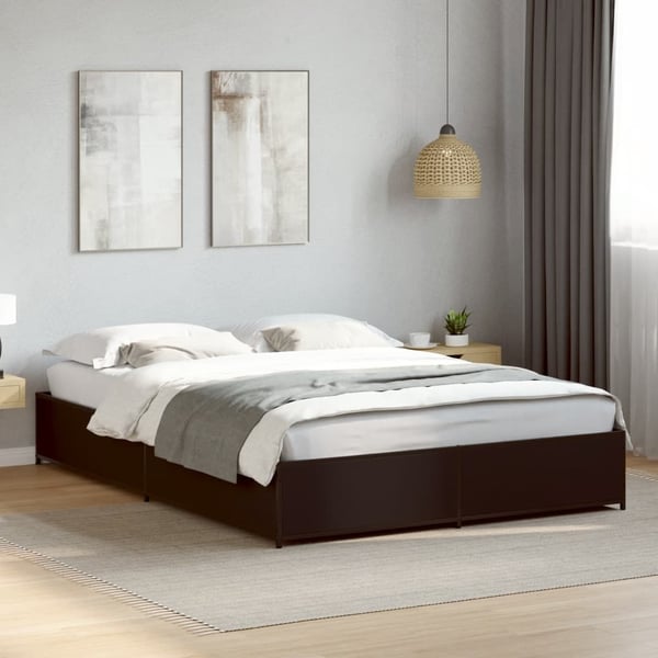 vidaXL sengestel 150x200 cm konstrueret træ og metal sort