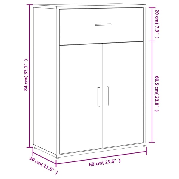 vidaXL Skjenker 2 stk hvit 60x30x84 cm konstruert tre