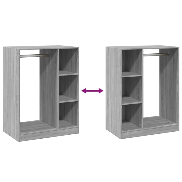 vidaXL Garderobe grå sonoma 77x48x102 cm konstruert tre