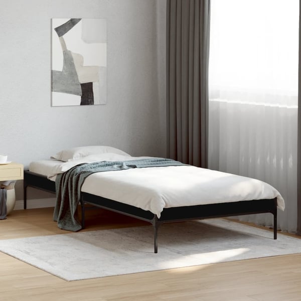 vidaXL Sengeramme svart 100x200 cm konstruert tre og metall