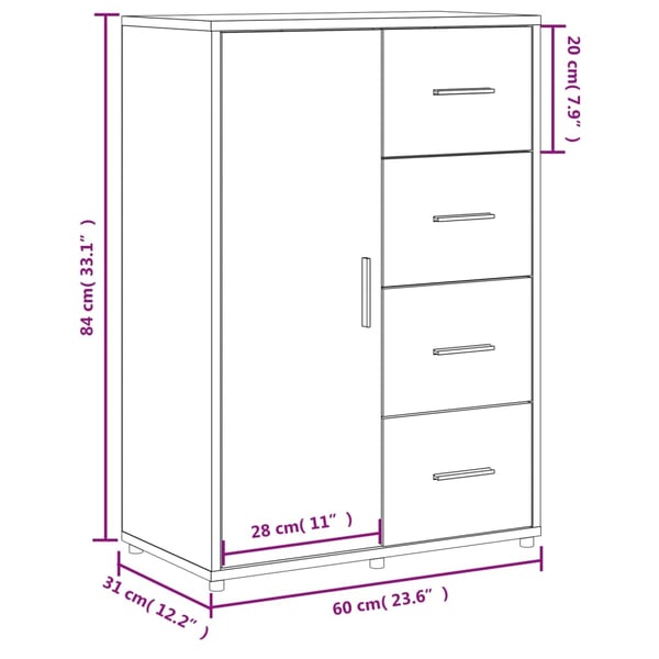 vidaXL Skjenk røkt eik 60x31x84 cm konstruert tre