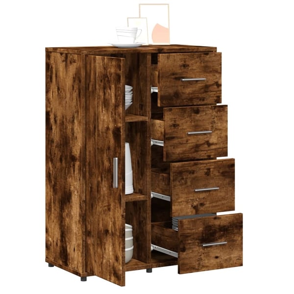 vidaXL Skjenk røkt eik 60x31x84 cm konstruert tre