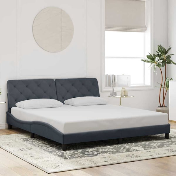 vidaXL sengeramme uden madras Mørkegrå 180x200 cm Fløjl