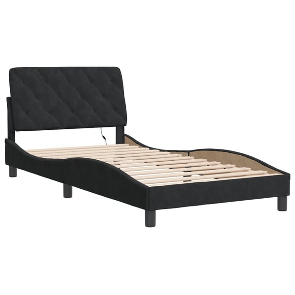 vidaXL sengeramme med LED uden madras 100x200 cm velour sort
