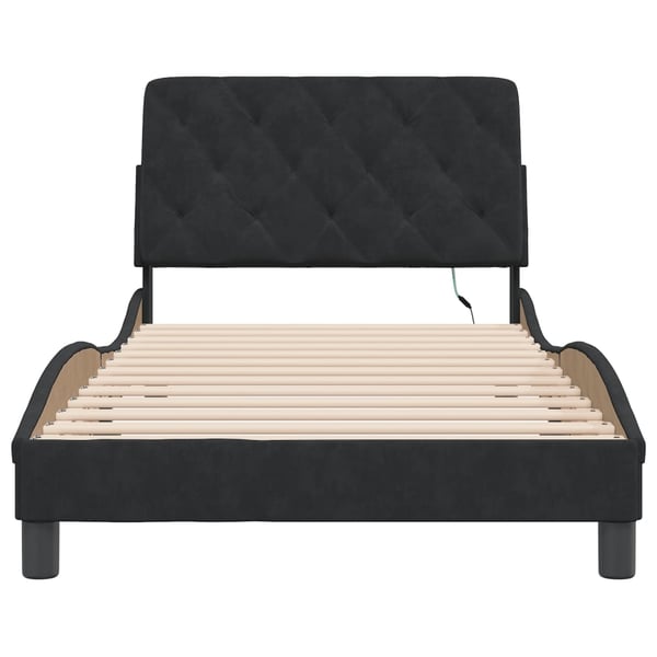 vidaXL sengeramme med LED uden madras 100x200 cm velour sort