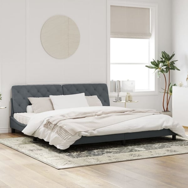 vidaXL sengeramme med LED uden madras 200x200 cm velour mørkegrå
