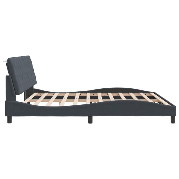 vidaXL sengeramme med LED uden madras 200x200 cm velour mørkegrå