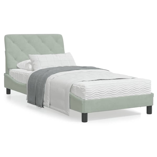 vidaXL sengeramme med LED uden madras 80x200 cm velour lysegrå