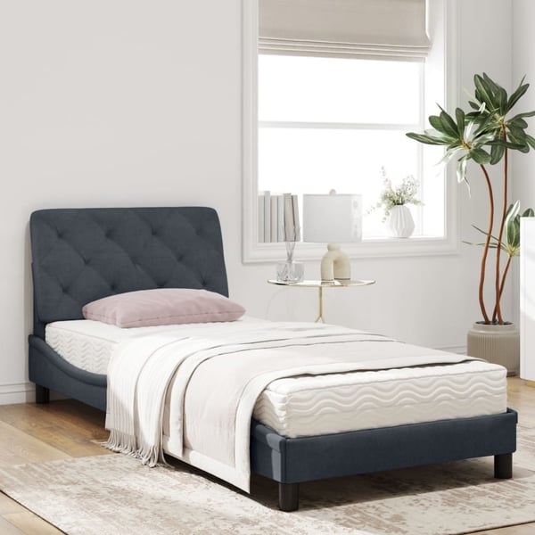 vidaXL seng med madras 80x200 cm velour mørkegrå