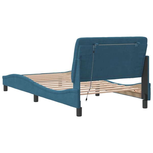 vidaXL sengeramme med LED uden madras 100x200 cm velour blå