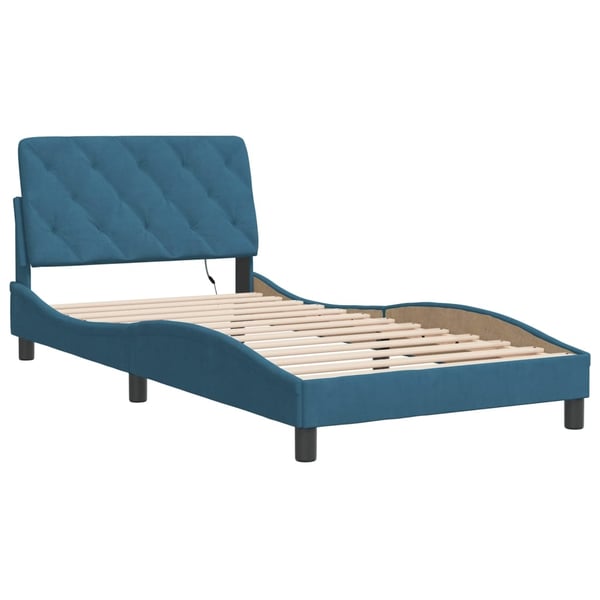 vidaXL sengeramme med LED uden madras 100x200 cm velour blå