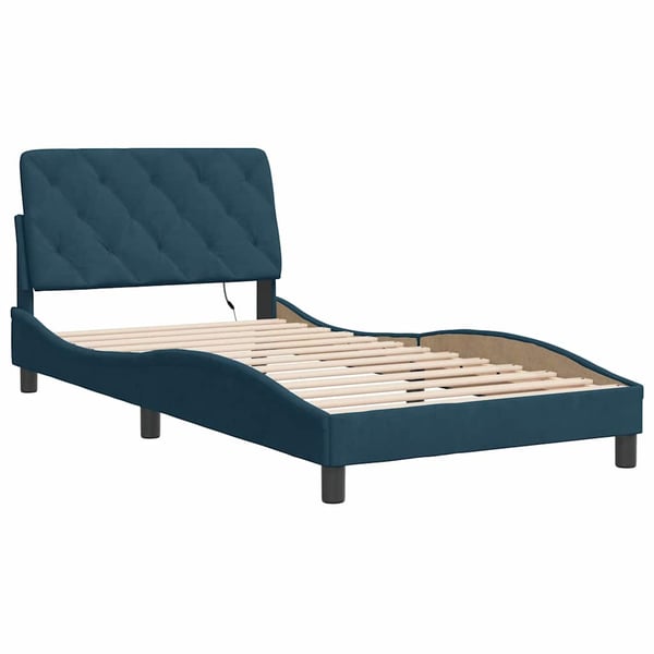 vidaXL sengeramme med LED uden madras 100x200 cm velour blå