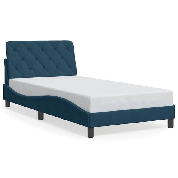 vidaXL sengeramme med LED uden madras 100x200 cm velour blå