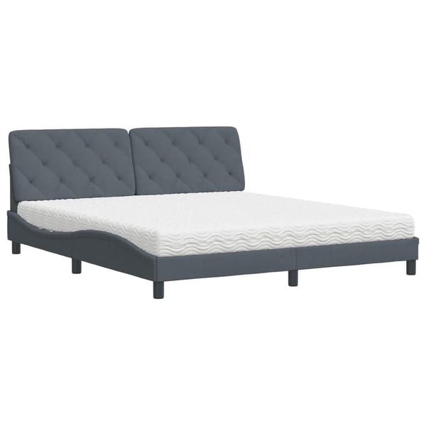 vidaXL Bed with Mattress Dark Grey 180x200 cm Velvet
