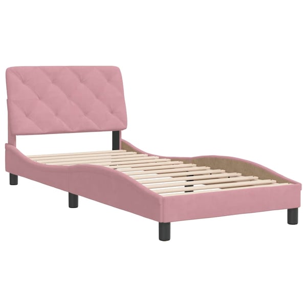 vidaXL sengeramme uden madras 90x200 cm fløjl lyserød