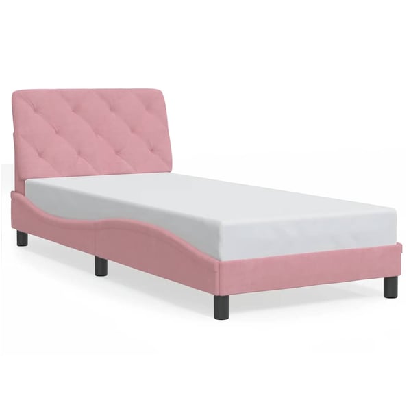 vidaXL sengeramme uden madras 90x200 cm fløjl lyserød