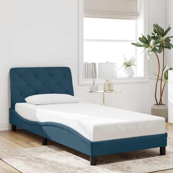 vidaXL sengeramme uden madras 90x200 cm fløjl blå