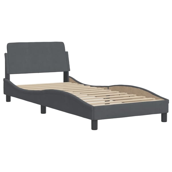vidaXL seng med madras 90x200 cm velour mørkegrå