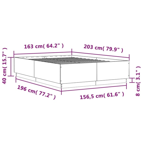 vidaXL Sengeramme betonggrå 160x200 cm konstruert tre