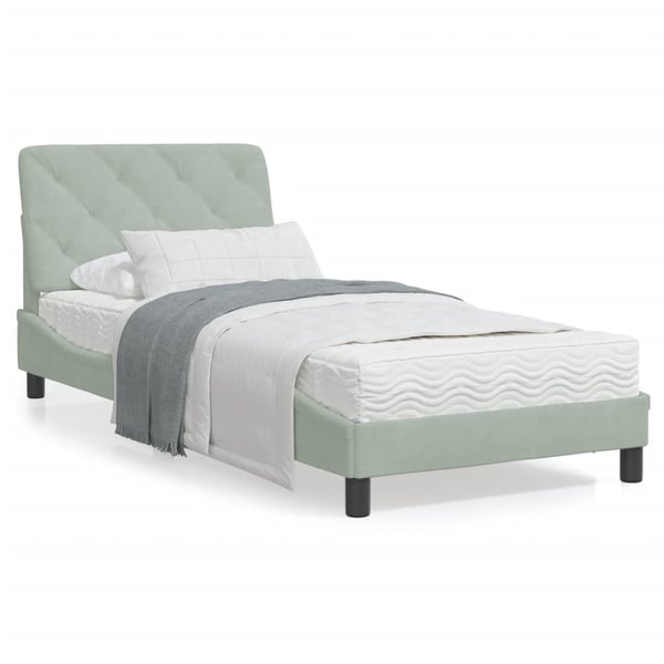 vidaXL sengeramme med LED uden madras 90x200 cm velour lysegrå