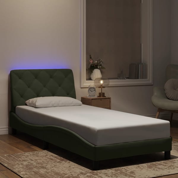 vidaXL sengeramme med LED uden madras 90x200 cm velour lysegrå