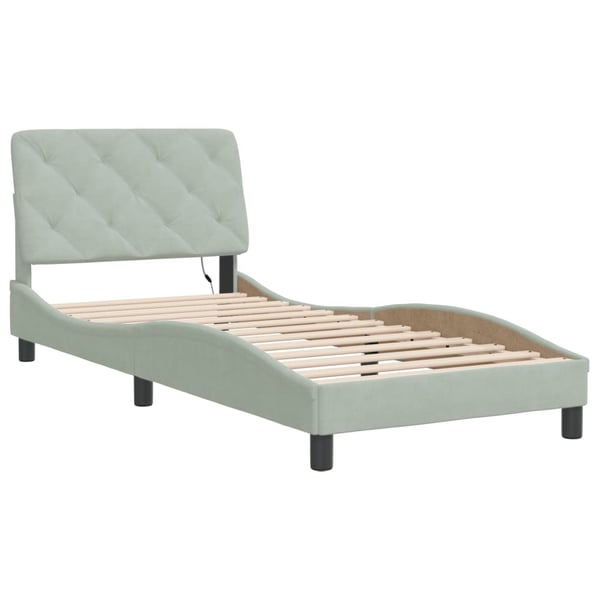 vidaXL sengeramme med LED uden madras 90x200 cm velour lysegrå