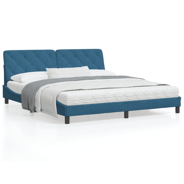 vidaXL seng med madras 180x200 cm velour blå