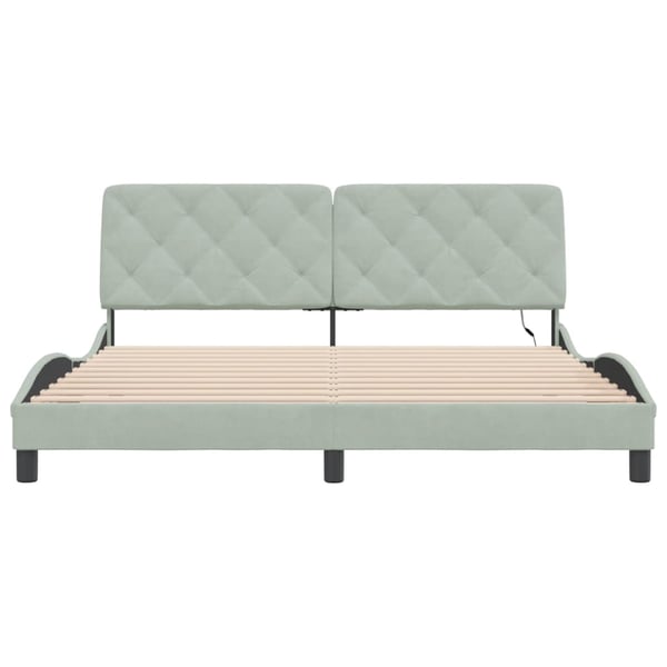 vidaXL Bed Frame with LED without Mattress Light Grey 180x200 cm Velvet