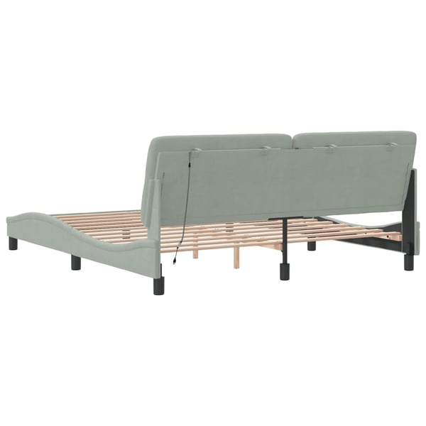 vidaXL Bed Frame with LED without Mattress Light Grey 180x200 cm Velvet