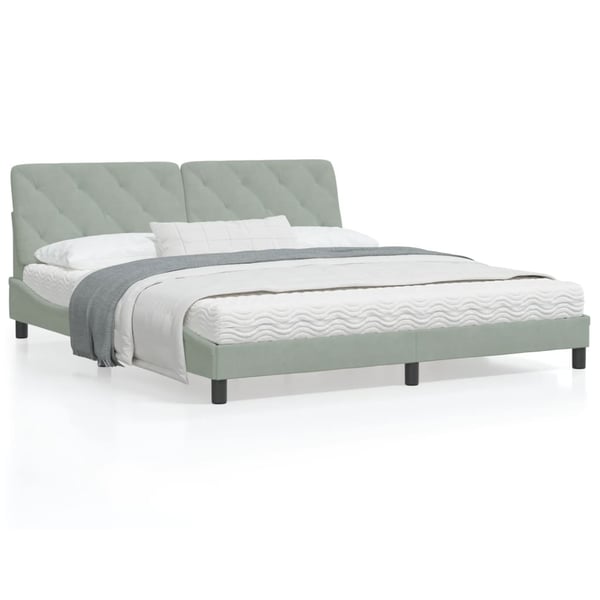 vidaXL sengeramme med LED uden madras 180x200 cm velour lysegrå