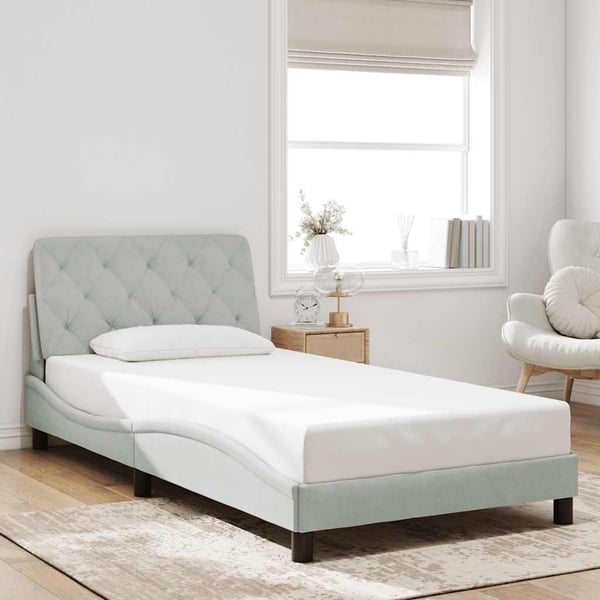 vidaXL sengeramme uden madras Lysegrå 100x200 cm Fløjl