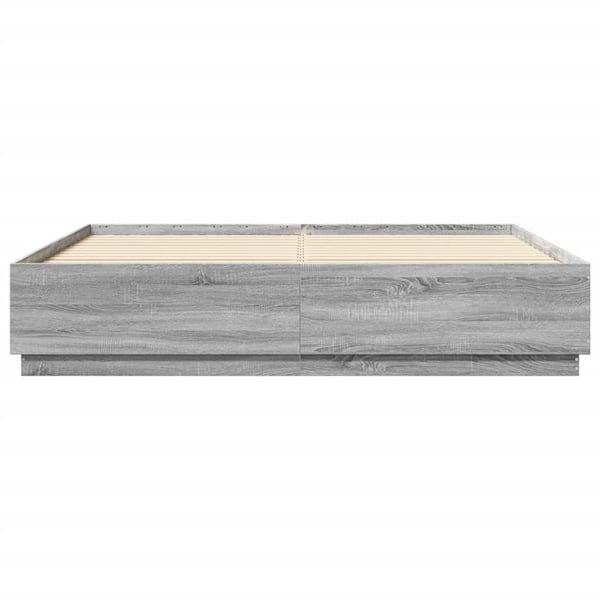 vidaXL Sengeramme grå sonoma 200x200 cm konstruert tre