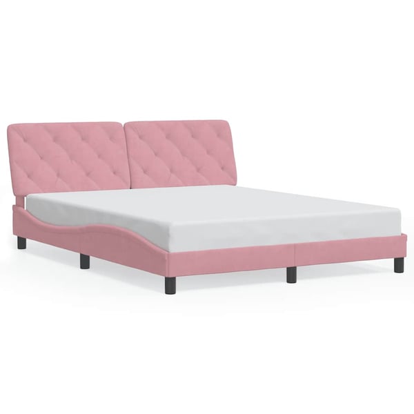 vidaXL sengeramme uden madras 160x200 cm fløjl pink