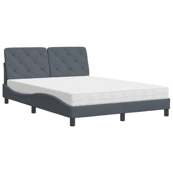 vidaXL seng med madras 140x200 cm velour mørkegrå