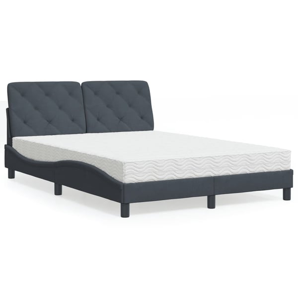 vidaXL seng med madras 140x200 cm velour mørkegrå