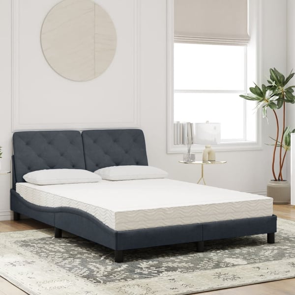 vidaXL seng med madras 140x200 cm velour mørkegrå