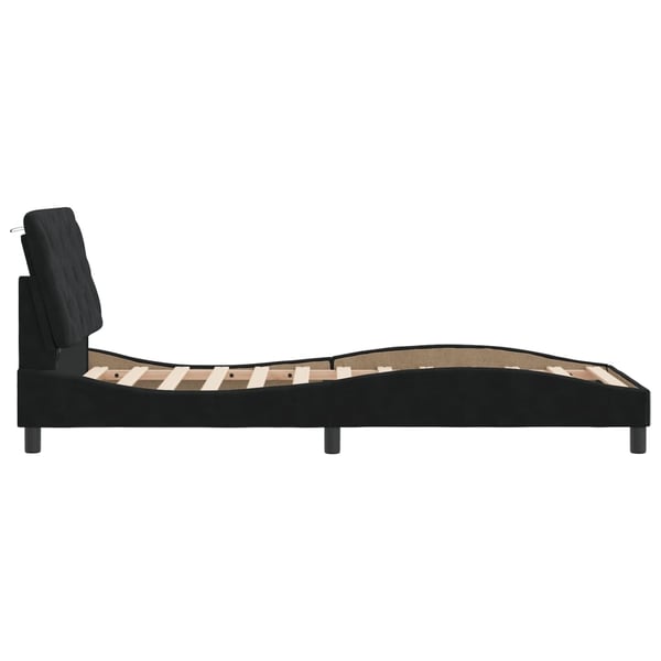 vidaXL sengeramme med LED uden madras 90x190 cm velour sort