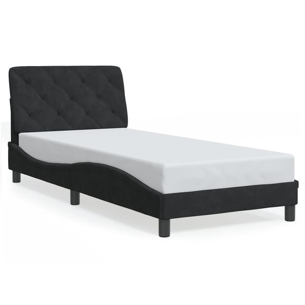 vidaXL Bed Frame with LED without Mattress Black 90x190 cm Velvet