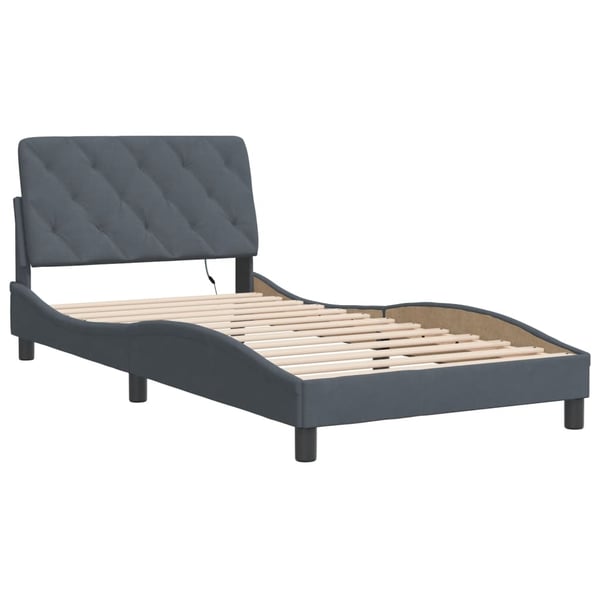 vidaXL sengeramme med LED uden madras 100x200 cm velour mørkegrå