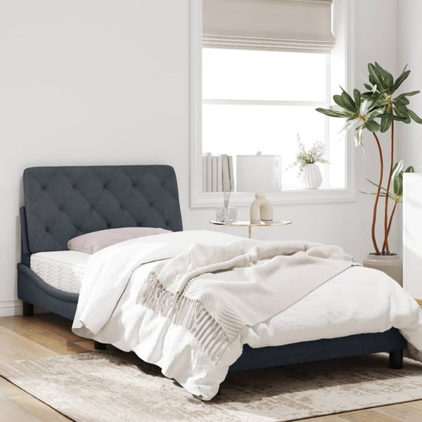 vidaXL sengeramme med LED uden madras 100x200 cm velour mørkegrå