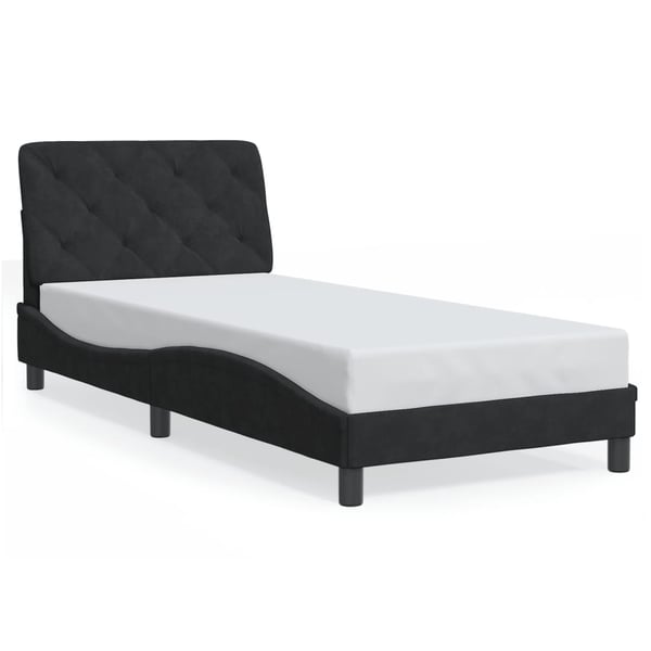 vidaXL Bed Frame with LED without Mattress Black 90x200 cm Velvet