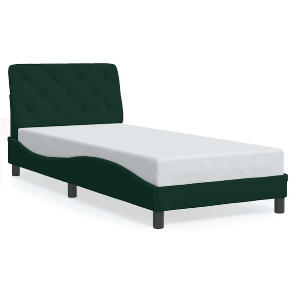 vidaXL Bed Frame with LED without Mattress Dark Green 90x200 cm Velvet