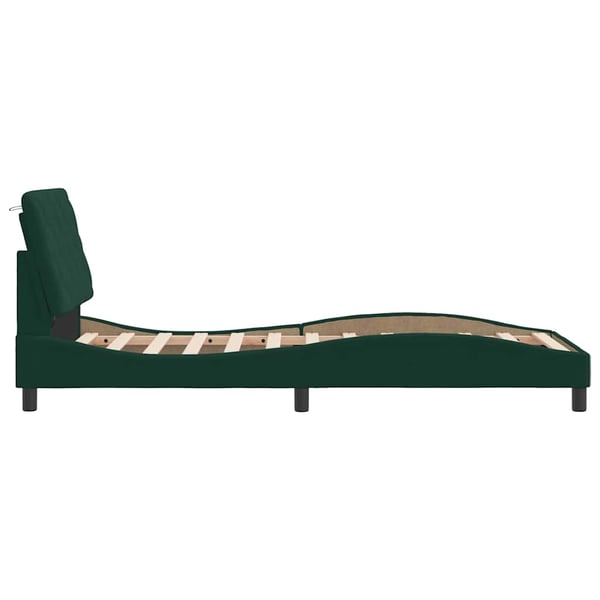 vidaXL Bed Frame with LED without Mattress Dark Green 90x200 cm Velvet