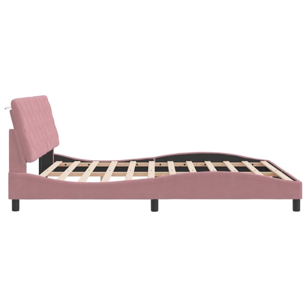 vidaXL sengeramme med LED uden madras 180x200 cm velour pink