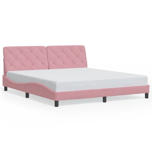 vidaXL sengeramme med LED uden madras 180x200 cm velour pink