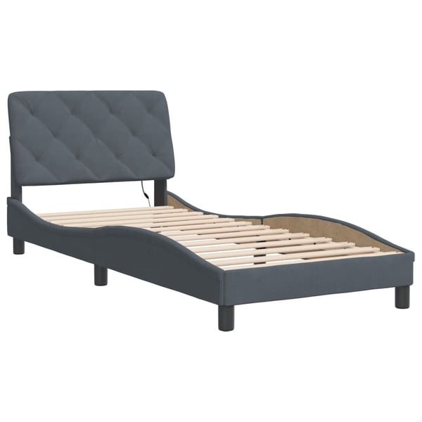 vidaXL sengeramme med LED uden madras 90x190 cm velour mørkegrå