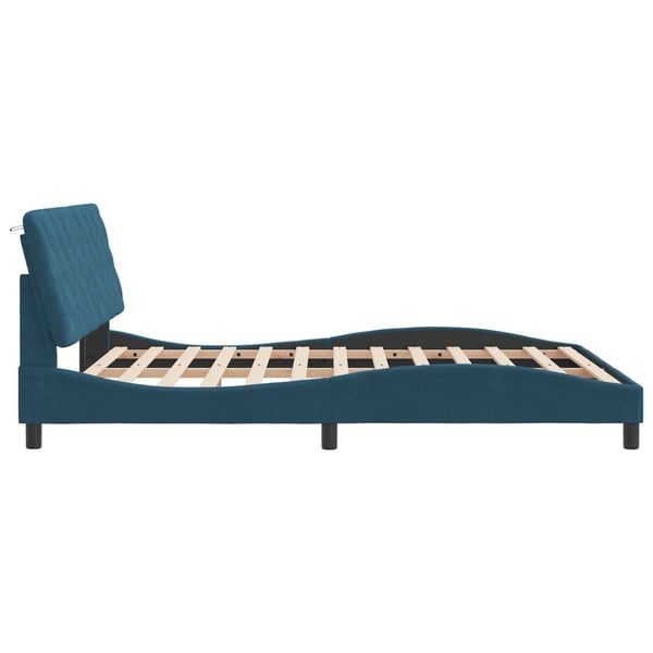 vidaXL sengeramme med LED uden madras 160x200 cm velour blå